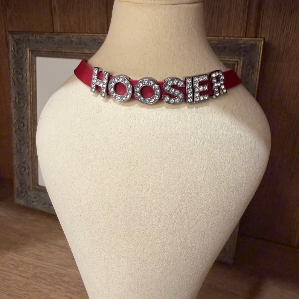 Indiana Hoosier Red and Silver Necklace/Choker Custom Made